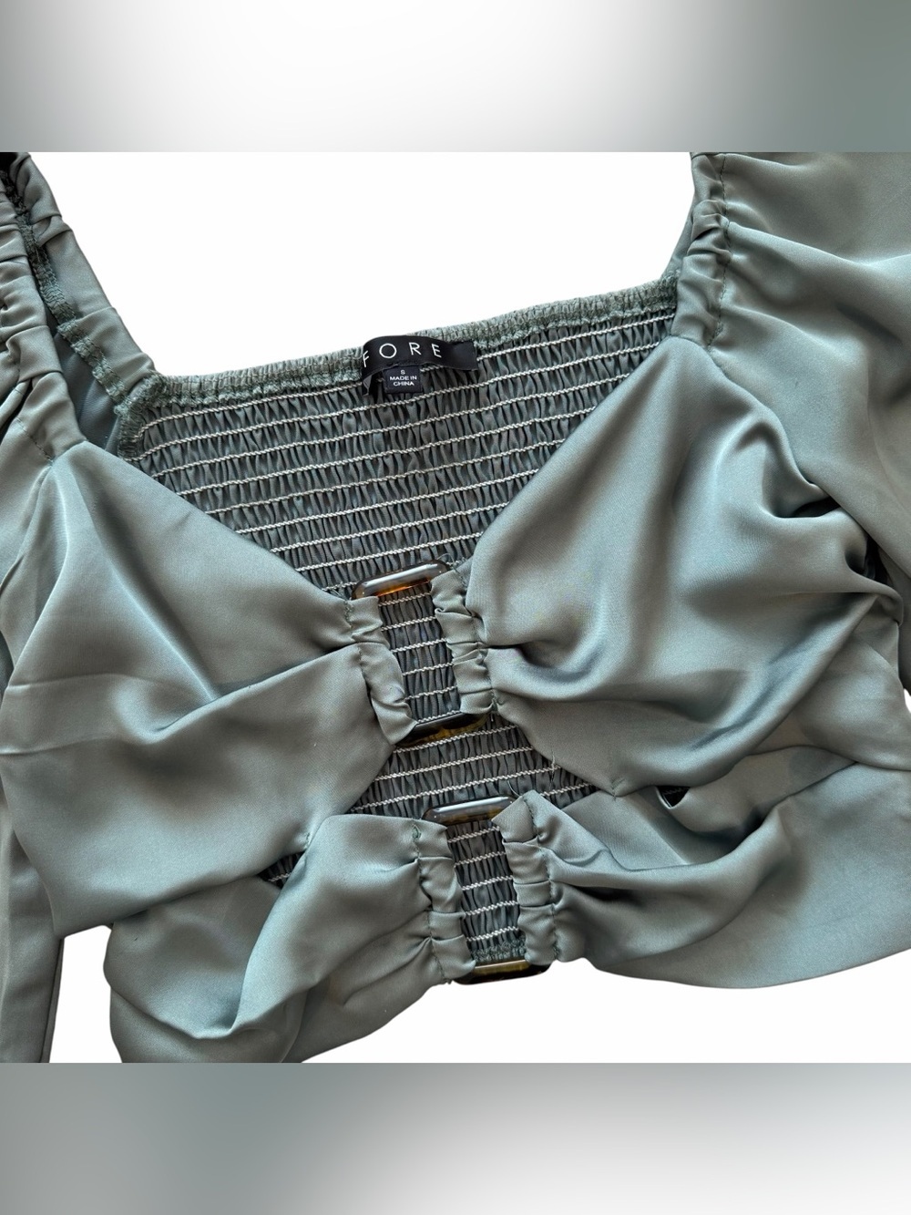 Sage Green Long Sleeve Crop Top - Picture 3 of 3